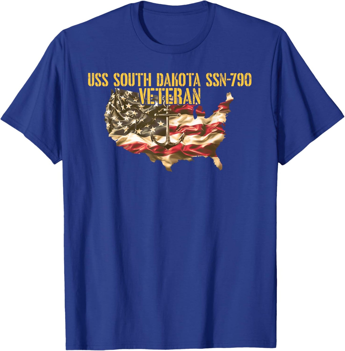 Vintage USS South Dakota SSN-790 Attack Submarine Veteran T-Shirt - T-Shirt | Royal