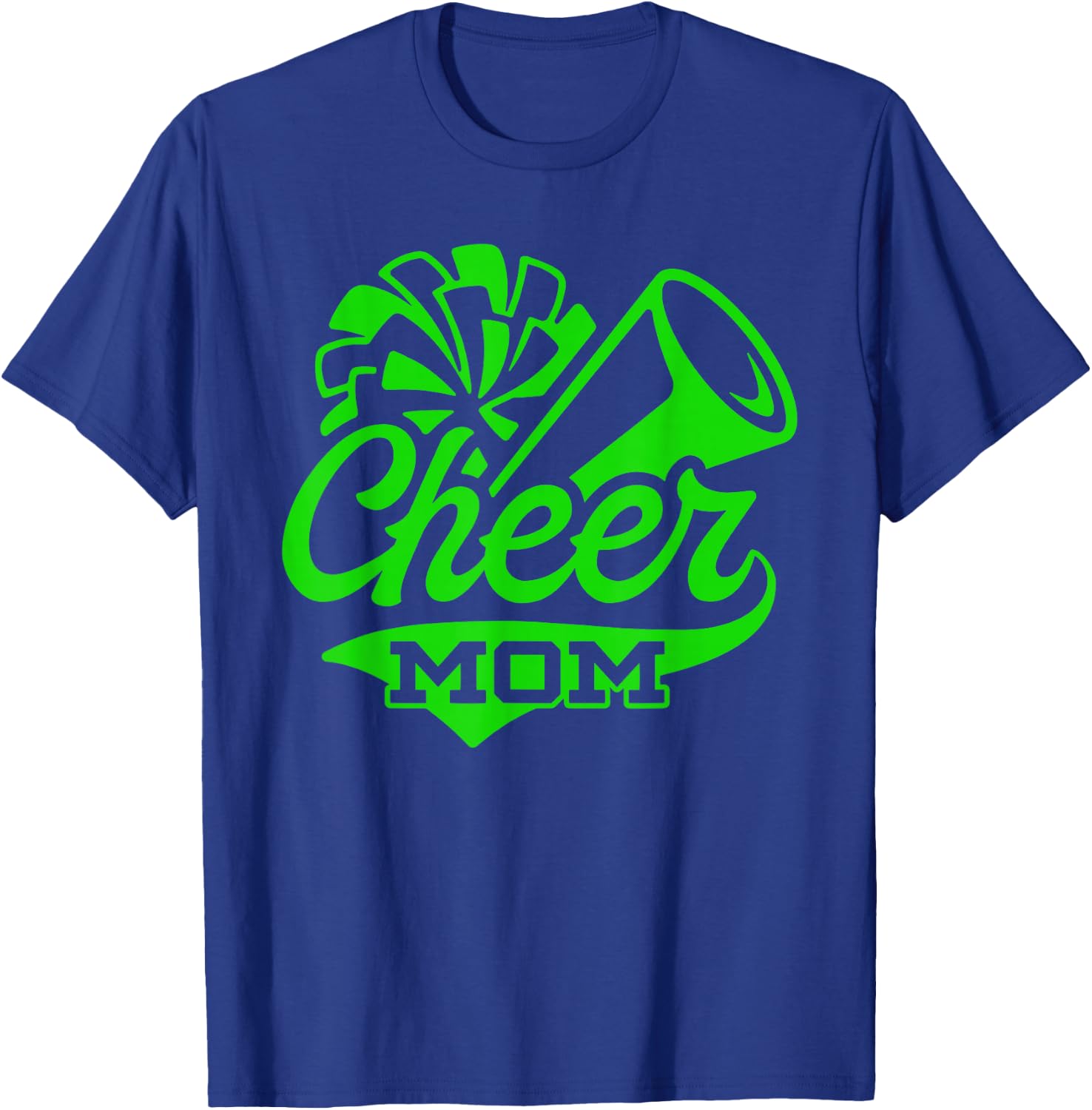 Cheer Mom Biggest Fan Leopard Print Black And Green Pom Pom T-Shirt - T-Shirt | Royal