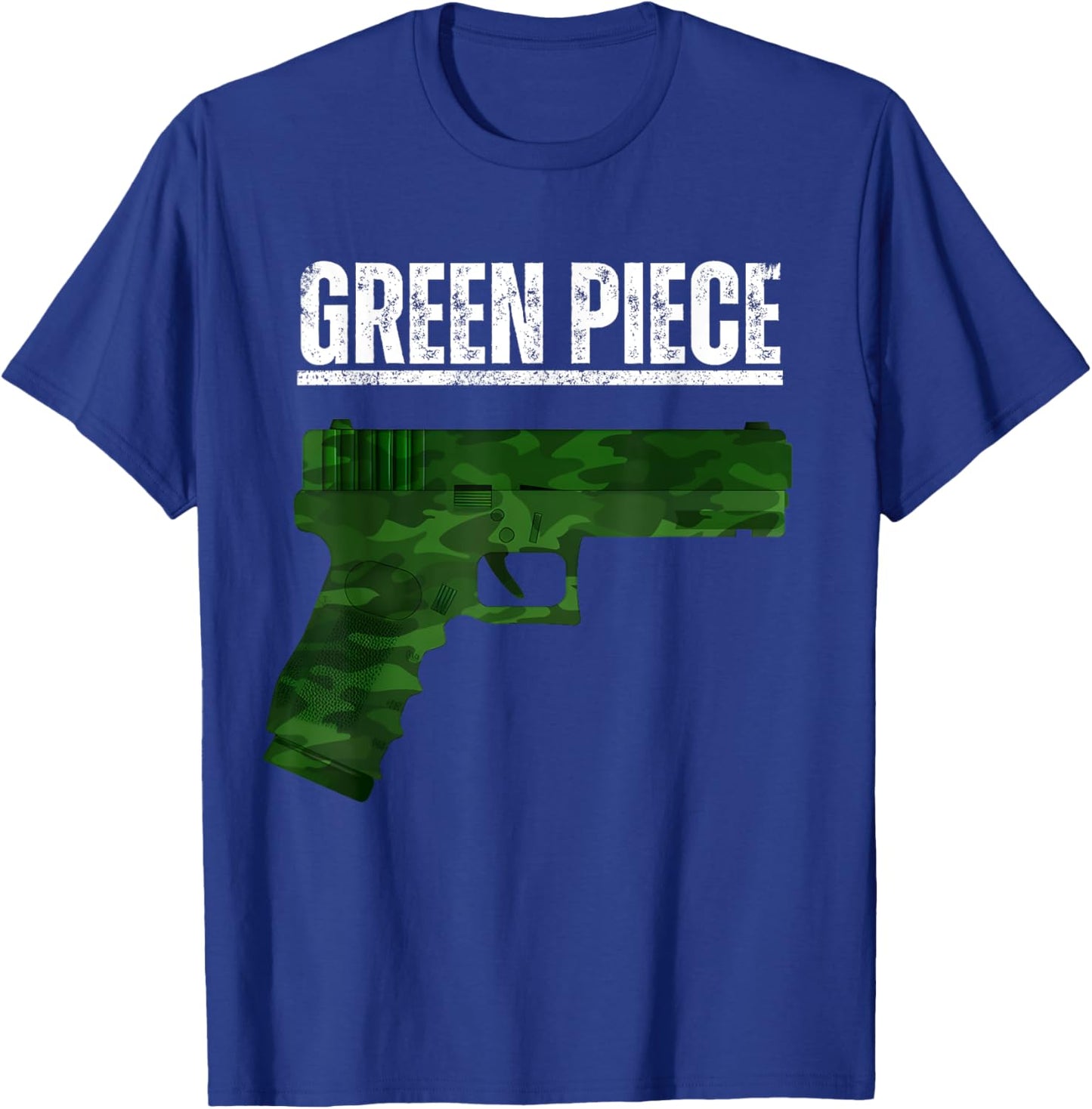 Green Piece Tactical Gun Camo Pistol Design Cool Funny Range T-Shirt - T-Shirt | Royal