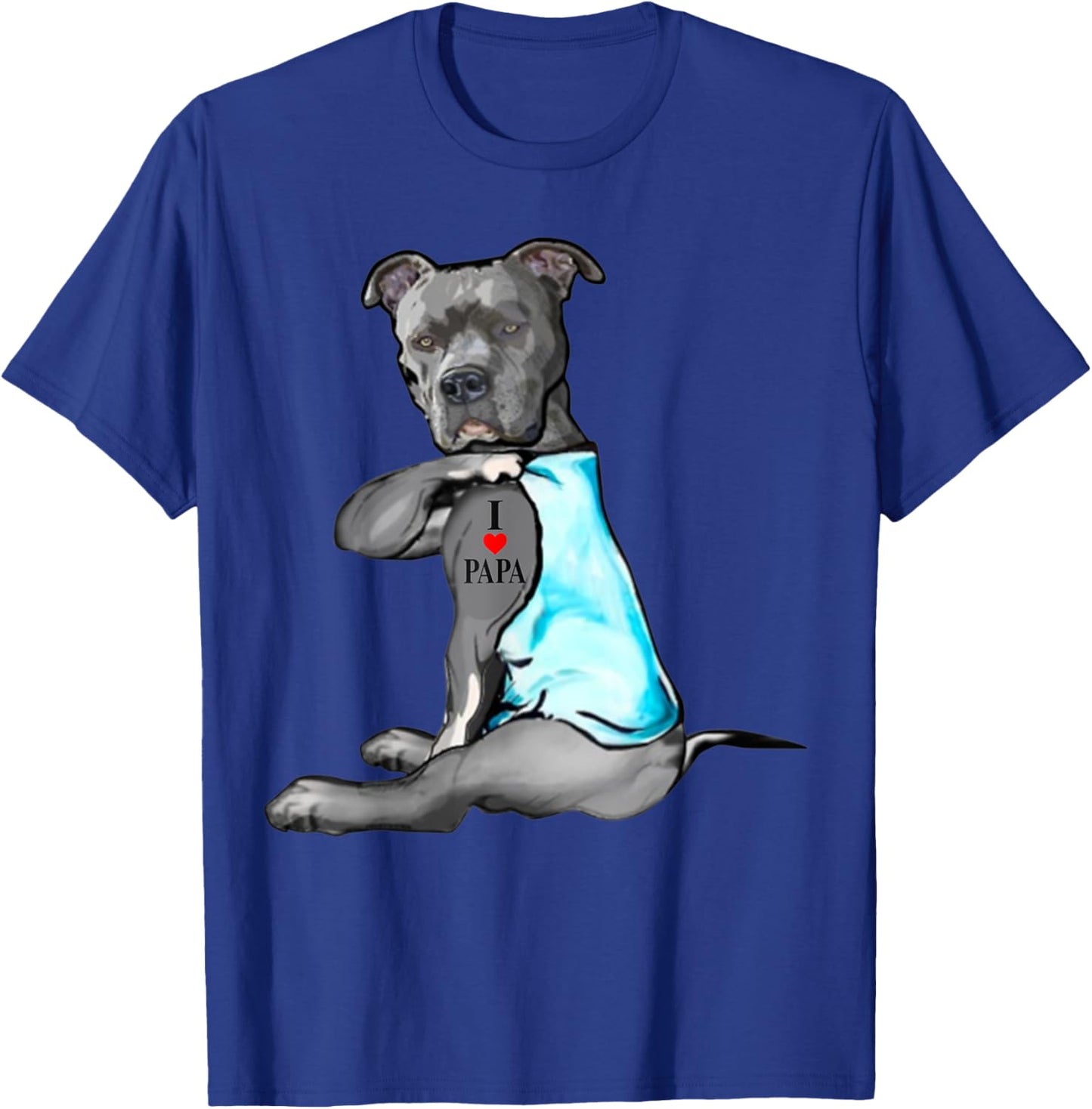 Pitbull Dog I Love Papa Tattoo Father's Day Dogs Lovers Men Women T-Shirt - T-Shirt | Royal