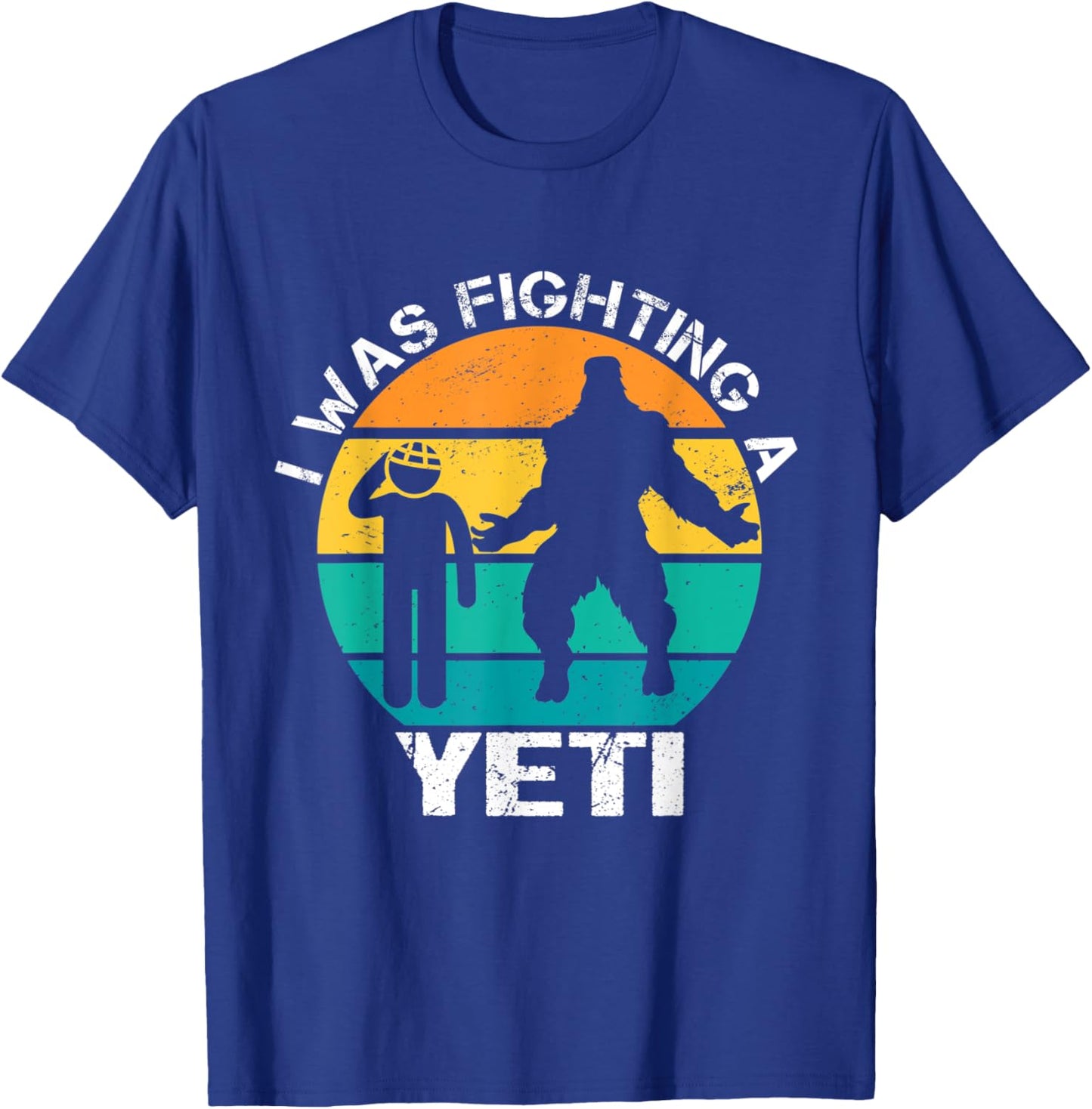 I Was Fighting A Yeti Bigfoot Funny Head Injury Concussion T-Shirt - T-Shirt | Royal