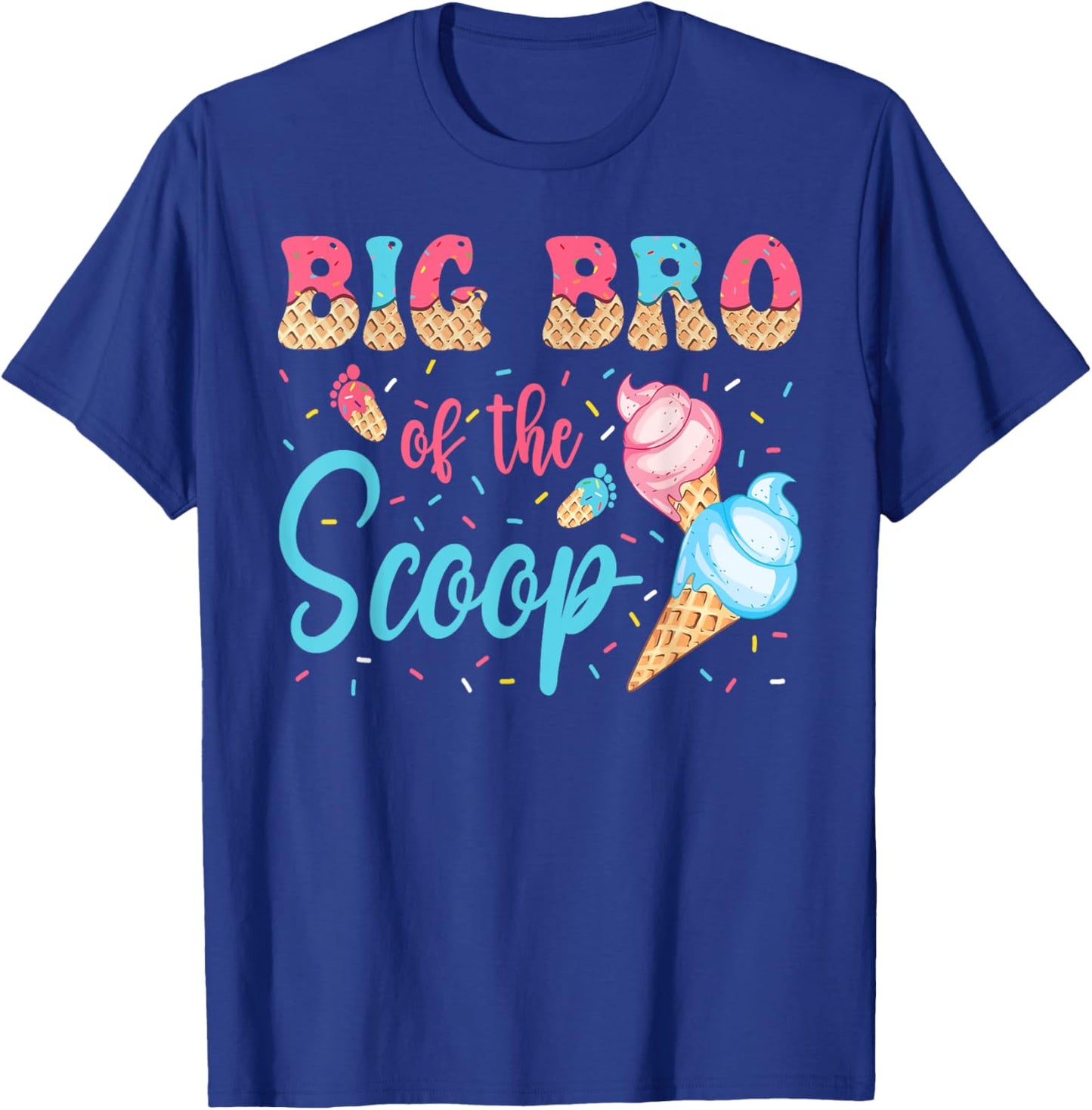 Big Bro Of The Scoop Ice Cream Gender Reveal Baby Shower T-Shirt - T-Shirt | Royal