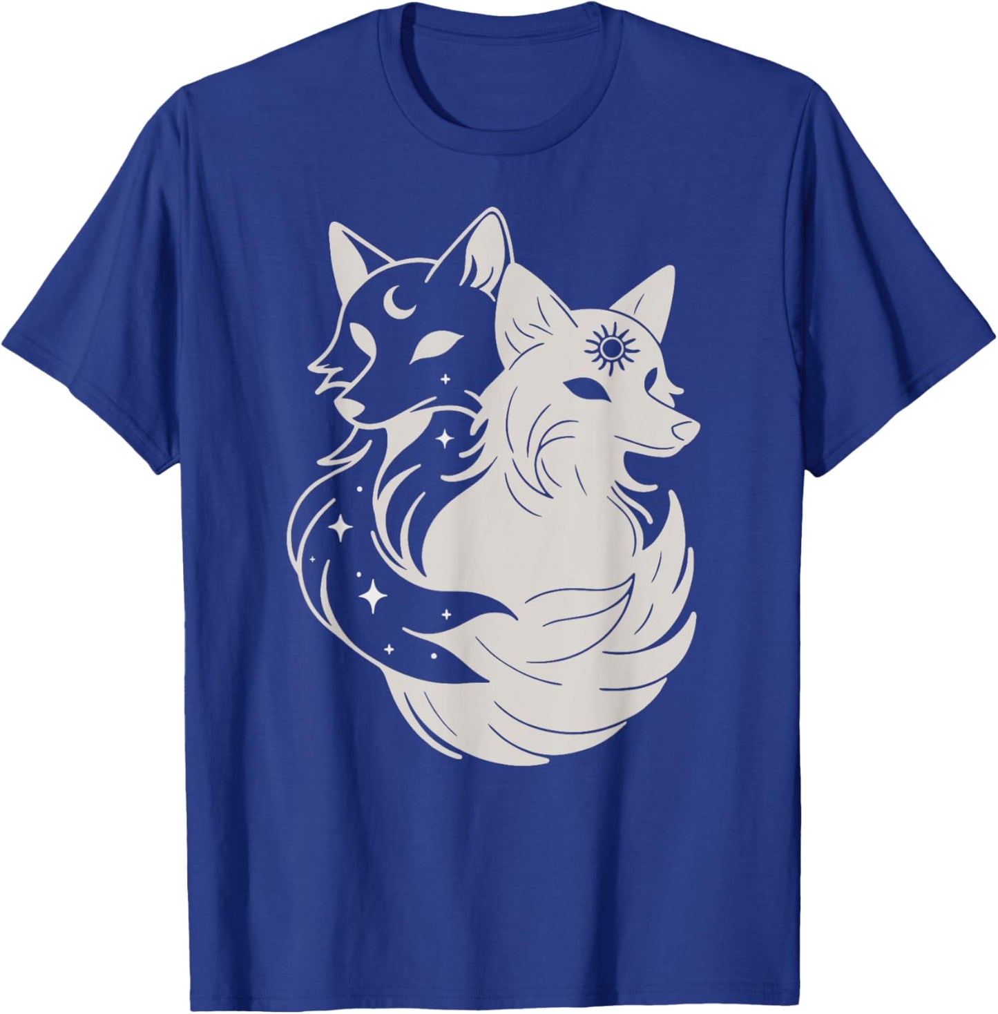 Fox Foxes Sun Stars Night Moon Day Spirit Celestial Sky Alt T-Shirt - T-Shirt | Royal