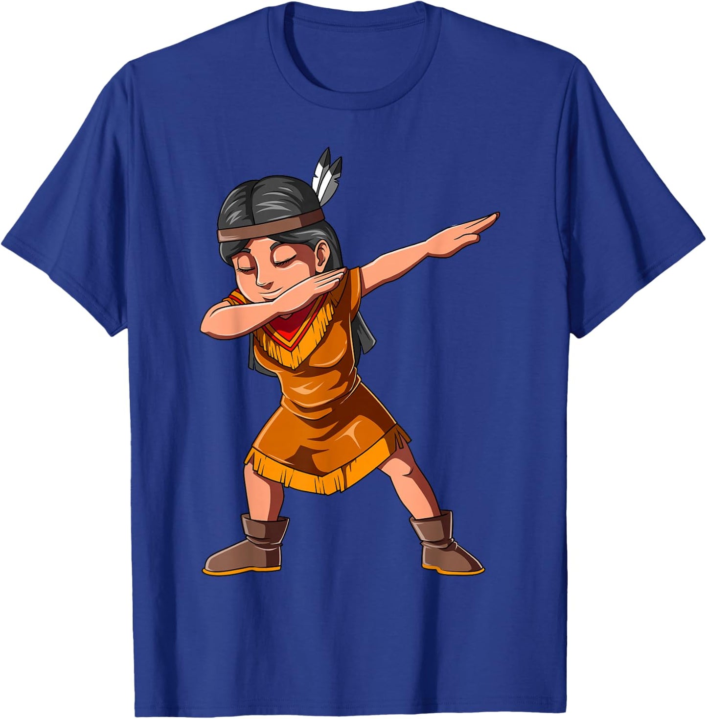 Dabbing Native Girl Dabbing Indian American Native Girl T-Shirt - T-Shirt | Royal