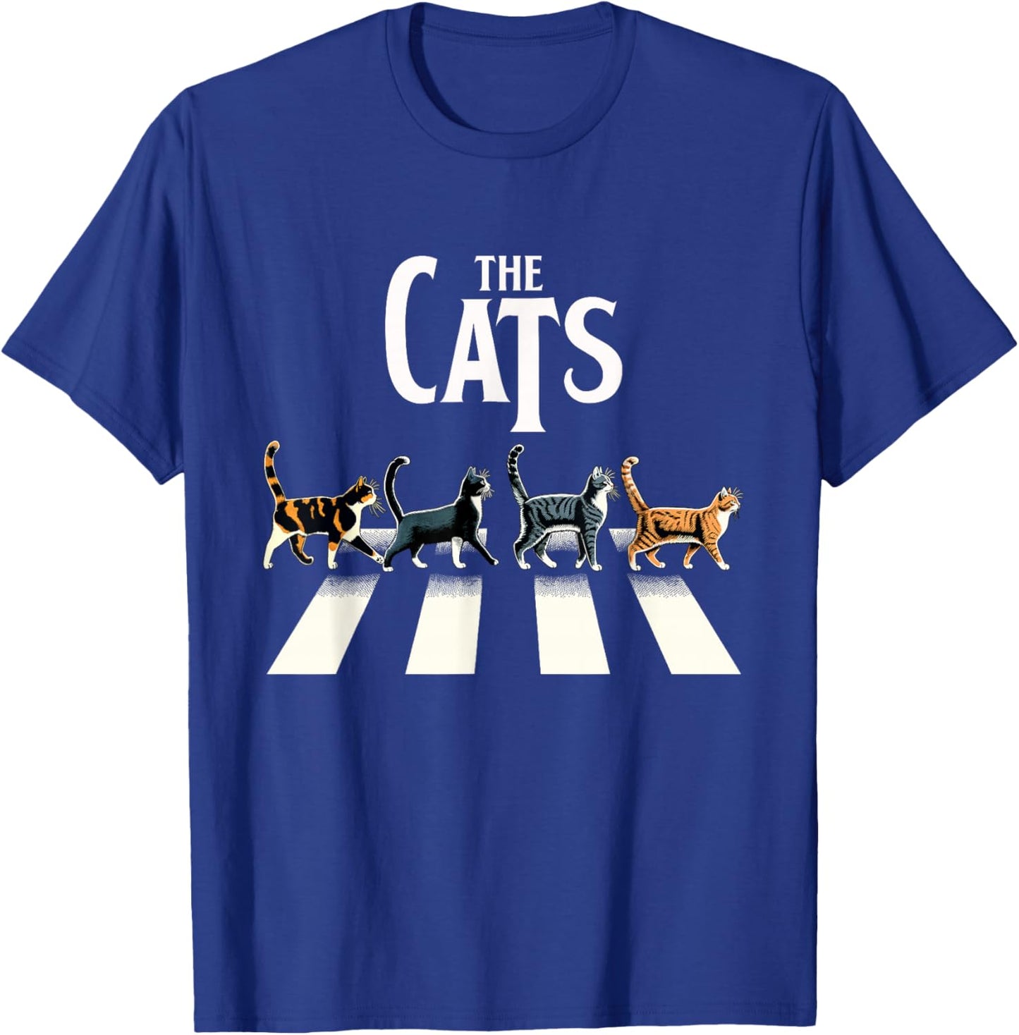 Retro Cat Rock and Roll Music Gift Men Kids Women Funny Cat T-Shirt - T-Shirt | Royal