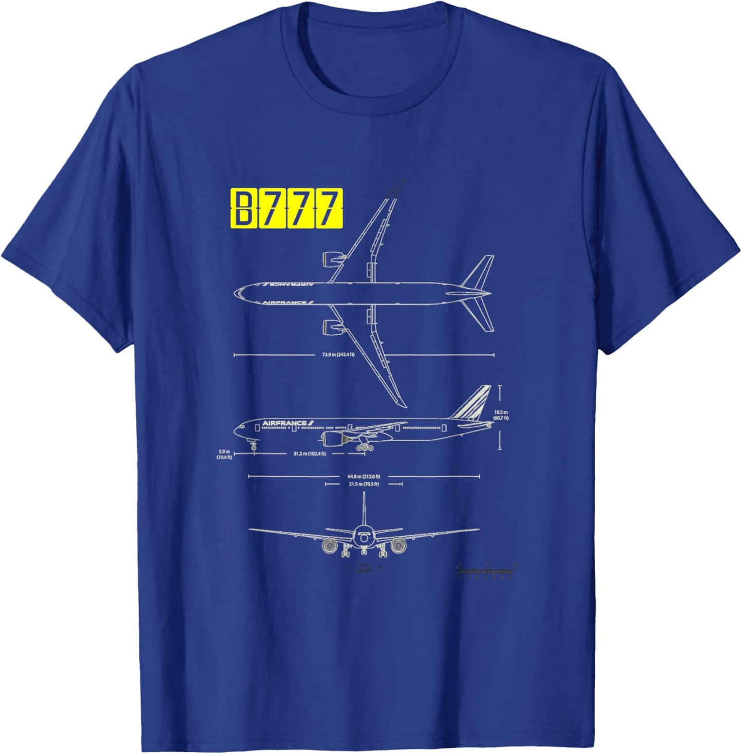 B-777 Aircraft Blueprint T-Shirt - T-Shirt | Royal
