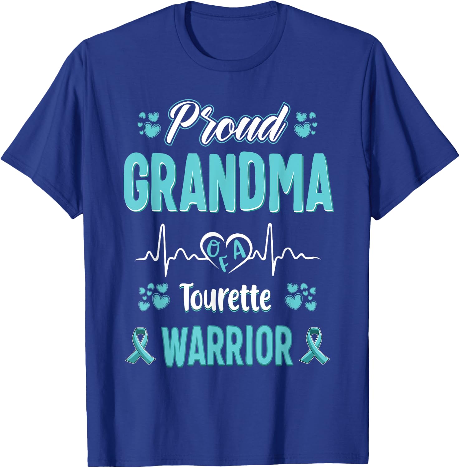 proud Grandma Tourette syndrome warrior awareness ribbon T-Shirt - T-Shirt | Royal