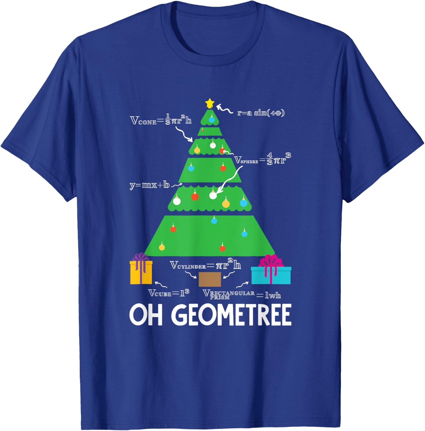 Christmas Tree Geometree Geometry Funny Math Teacher T-Shirt - T-Shirt | Royal