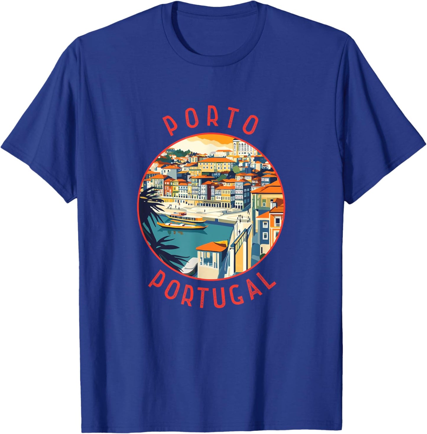 Porto Portugal Retro Distressed Circle T-Shirt - T-Shirt | Royal
