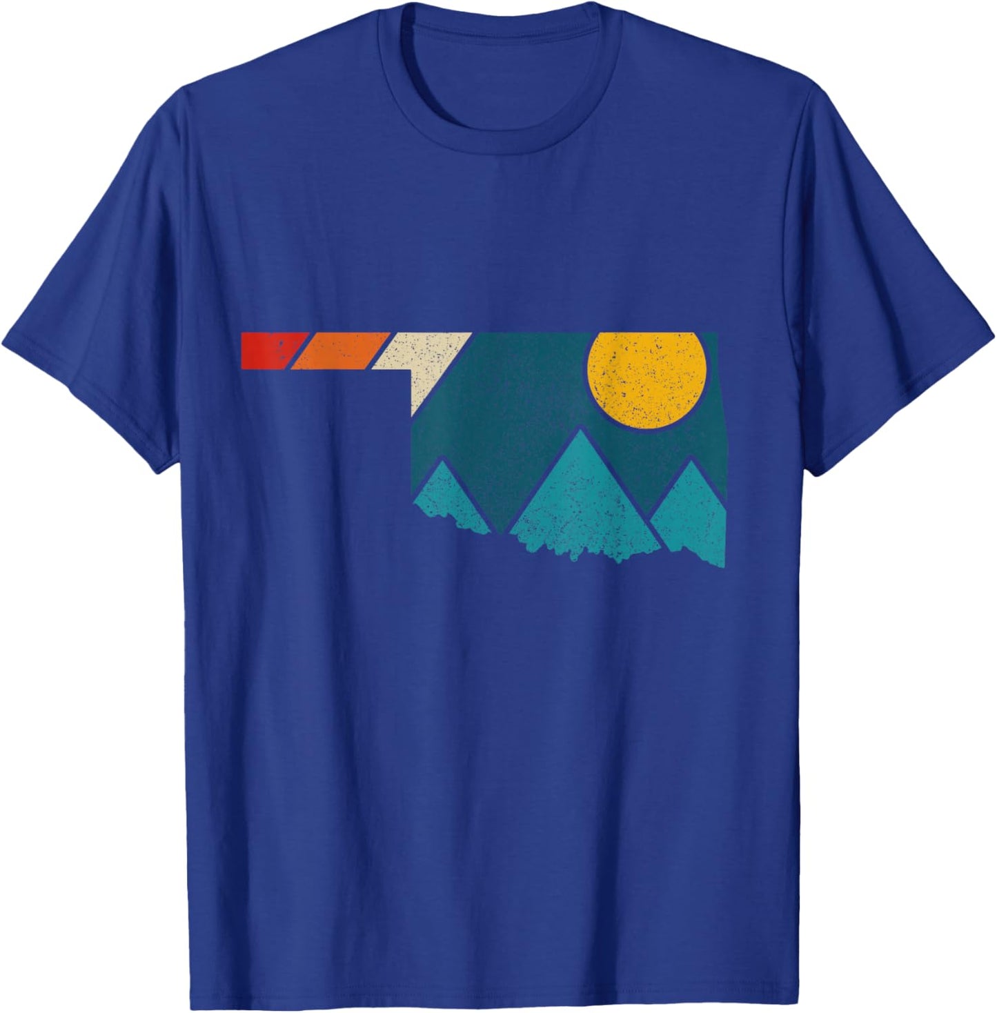 Oklahoma Vintage State Map Mountains Hiking Pride Gift T-Shirt - T-Shirt | Royal