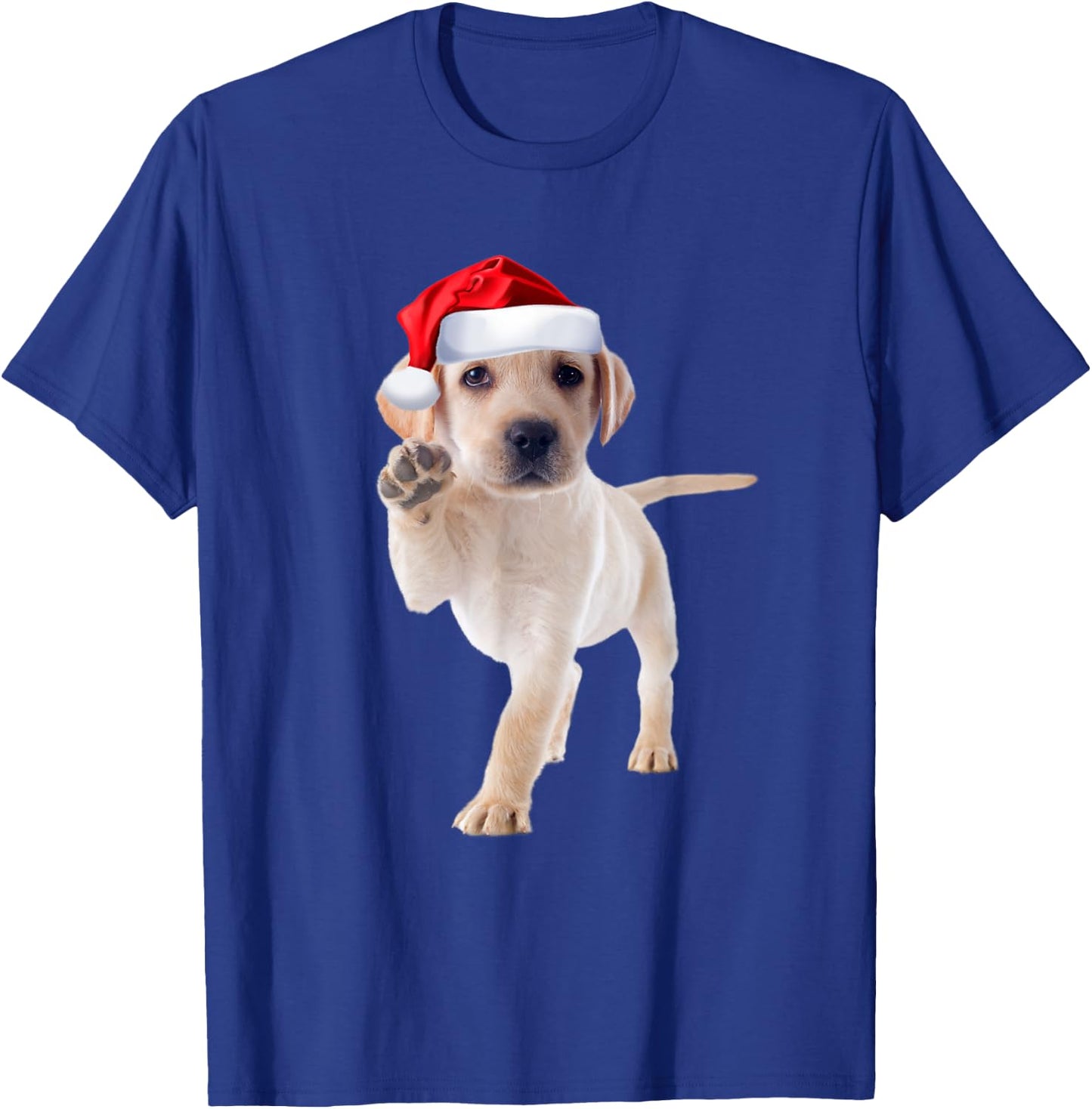 Cute Yellow Lab Puppy Shirt Santa Hat Funny Christmas Gift T-Shirt - T-Shirt | Royal