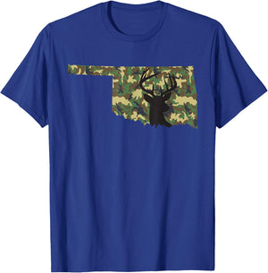 Deer Hunter Camouflage Hunting Safety Orange State Oklahoma T-Shirt - T-Shirt | Royal