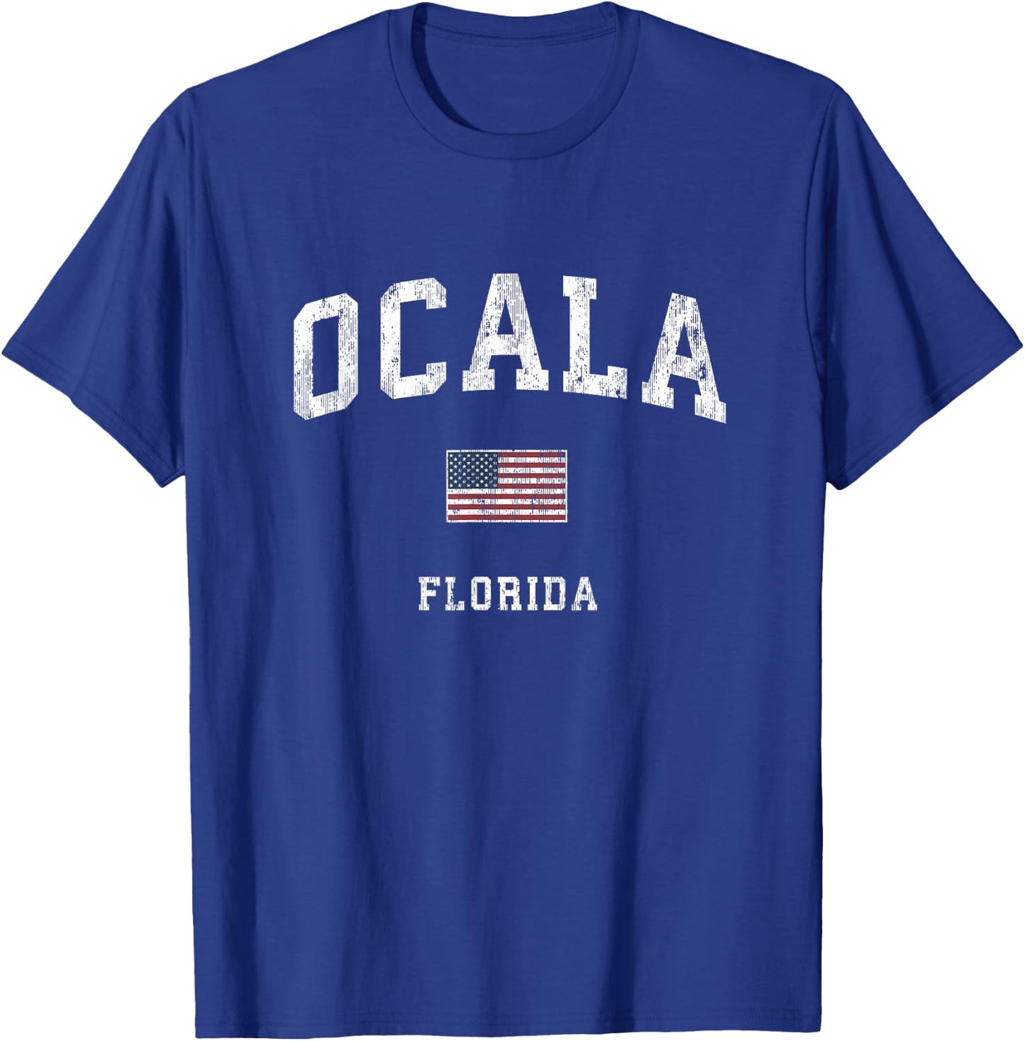 Ocala Florida FL Vintage American Flag Sports Design Women Kids Men T-Shirt - T-Shirt | Royal