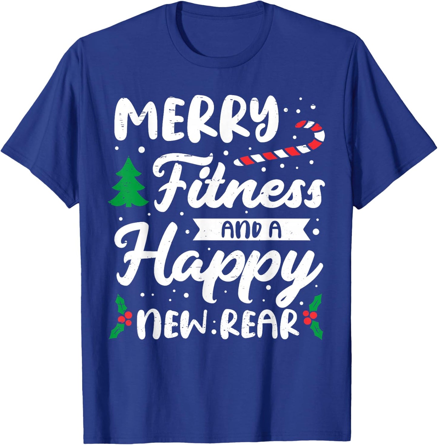 Christmas Merry Fitness Happy New Rear Xmas Workout Women T-Shirt - T-Shirt | Royal