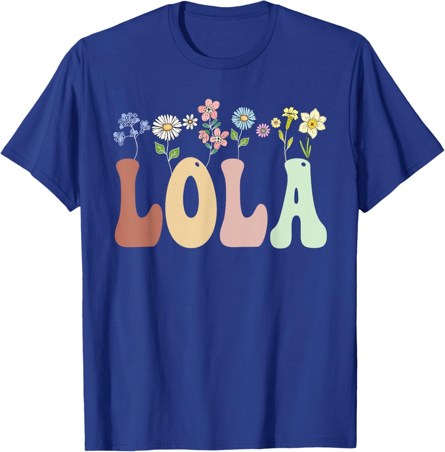 Lola Gifts Women Wildflower Floral Design Lola T-Shirt - T-Shirt | Royal