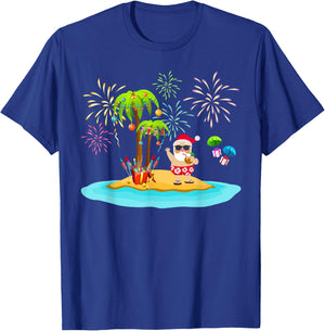 Decorated Christmas Palm Tree Tropical Xmas Coconut Lights T-Shirt - T-Shirt | Royal