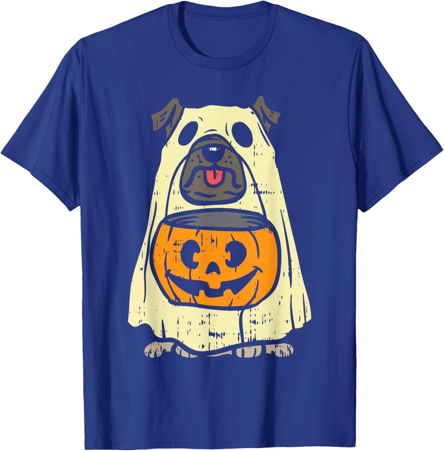 Pug Ghost Pumpkin Funny Halloween Costume Dog Owner Lover T-Shirt - T-Shirt | Royal