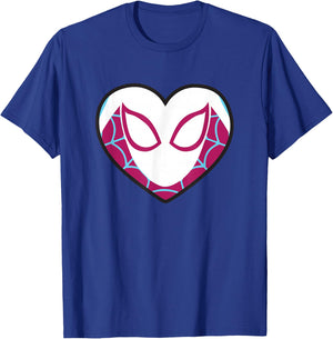 Marvel Spider-Man Ghost Spider Gwen Heart Mask Logo T-Shirt - T-Shirt | Royal