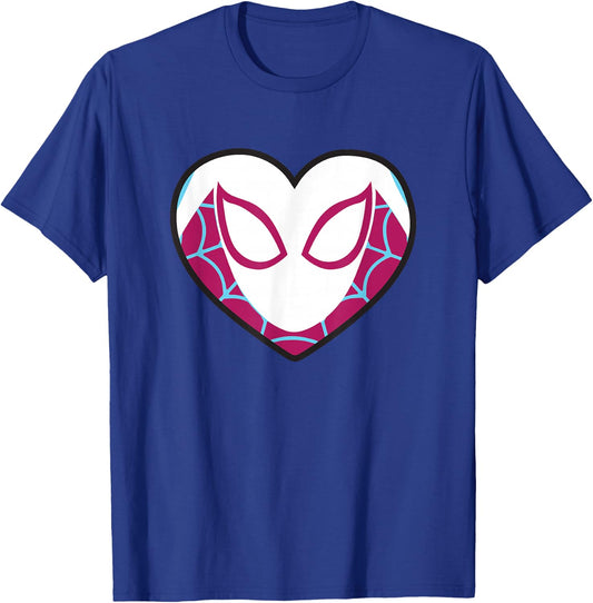 Marvel Spider-Man Ghost Spider Gwen Heart Mask Logo T-Shirt - T-Shirt | Royal