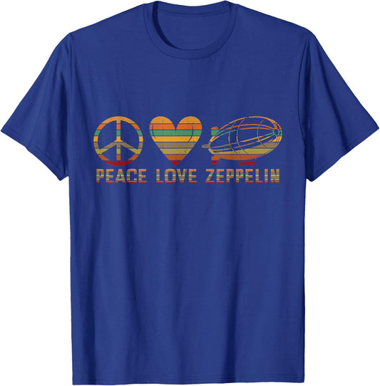 Retro Zeppelin 70s Dirigible Blimp Airship Zepelin Zepplin T-Shirt - T-Shirt | Royal