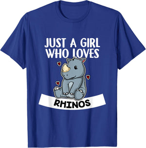 Just A Girl Who Loves Rhinos Funny Rhino Costume T-Shirt - T-Shirt | Royal