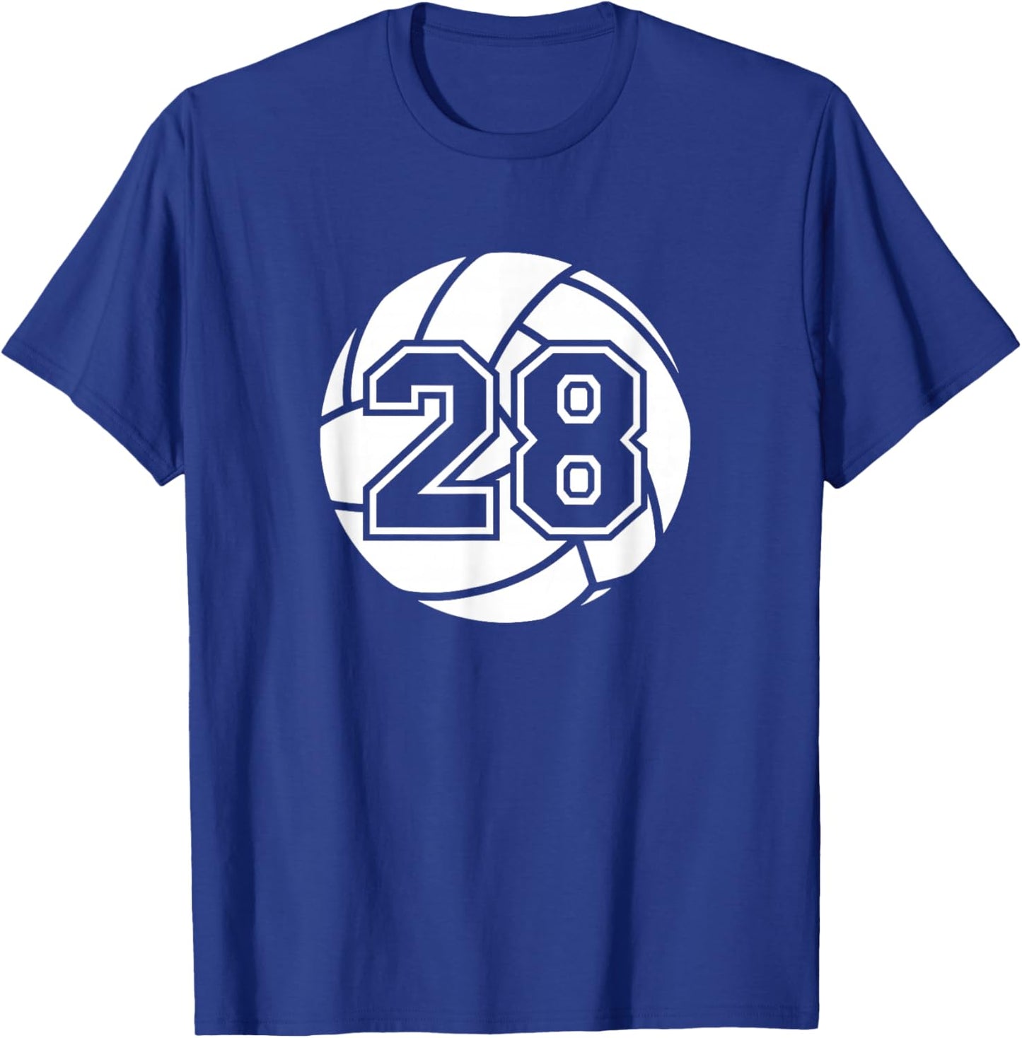 Volleyball Player #28 Volleyball Parent Jersey Number 28 T-Shirt - T-Shirt | Royal
