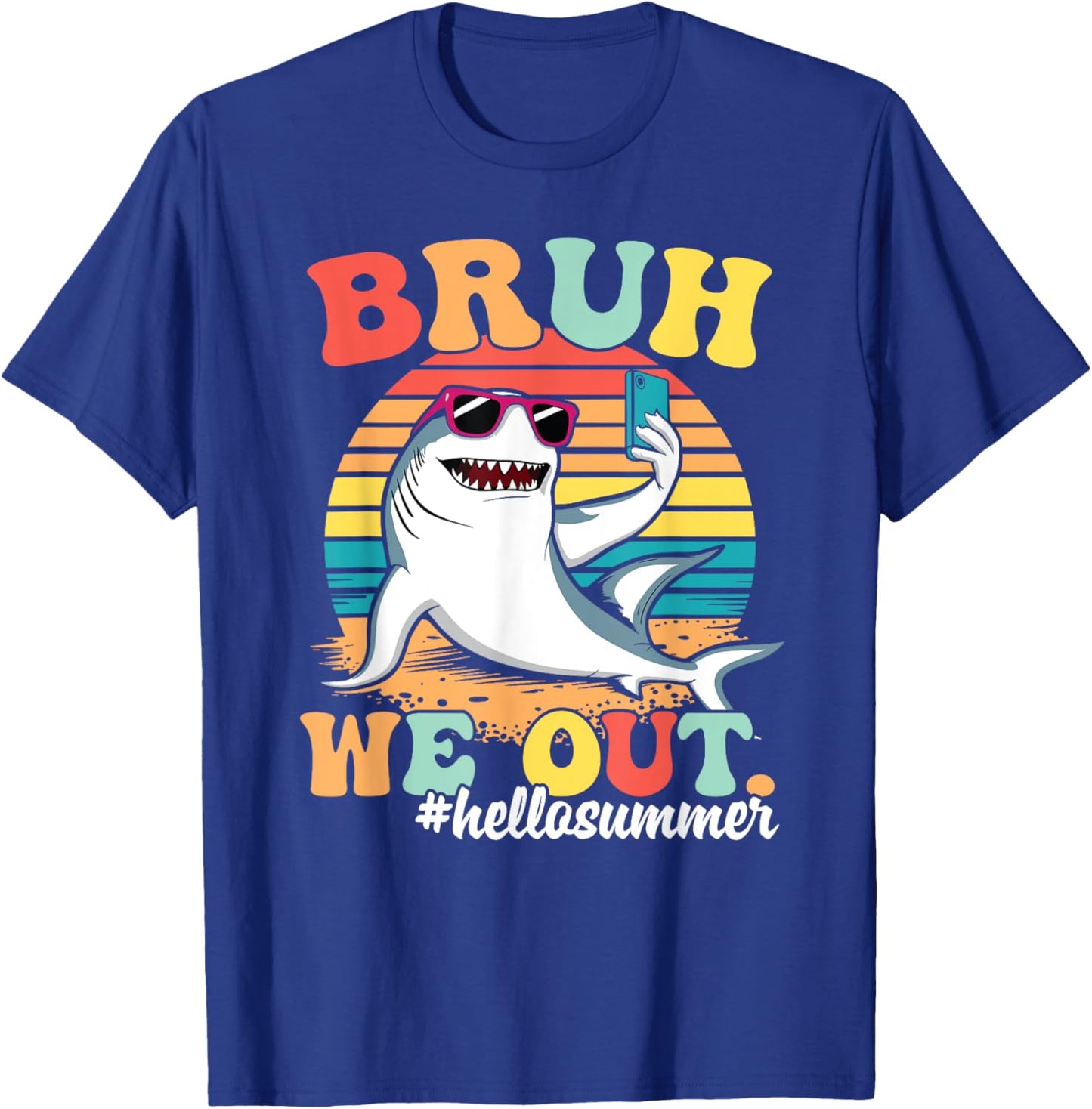 Happy Last Day Of School Bruh Funny Student Retro Groovy T-Shirt - T-Shirt | Royal