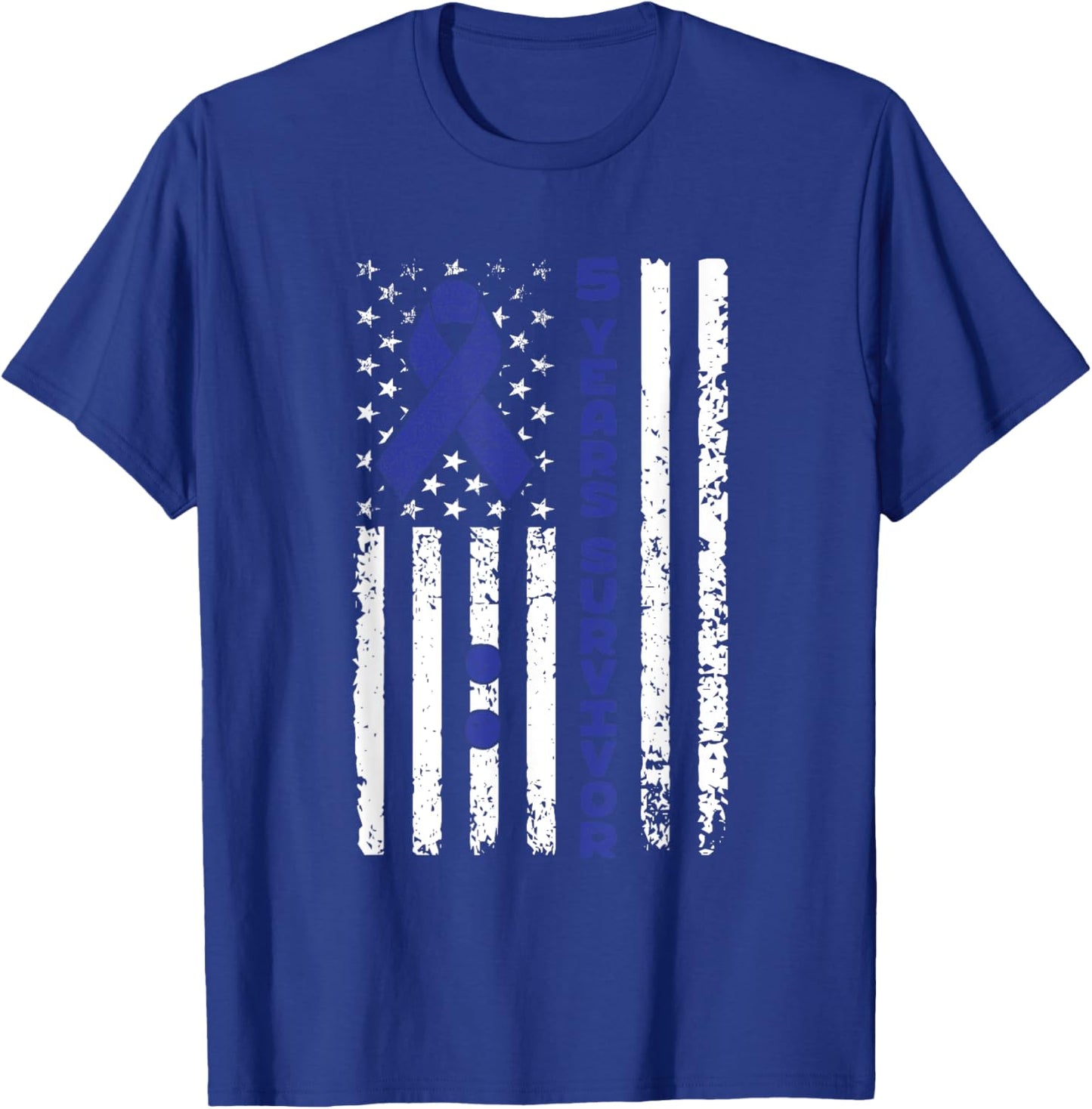 Five Year Colon Cancer Survivor 5 Yrs Colorectal Cancer Free T-Shirt - T-Shirt | Royal