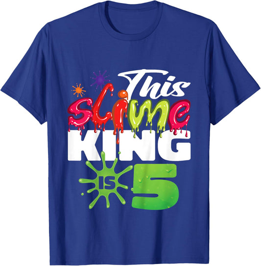 Kids This Slime King Is 5 Year Old Birthday Boy 5th Birthday T-Shirt - T-Shirt | Royal