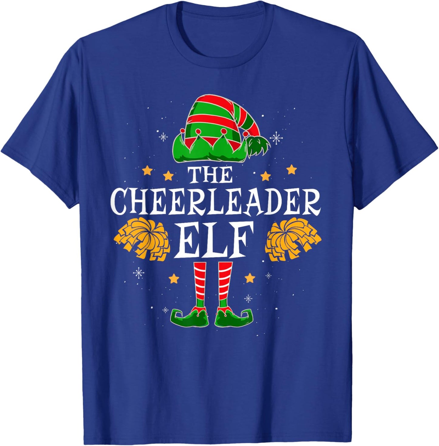 Cheerleader Elf Matching Team Christmas Funny Cheerleading T-Shirt - T-Shirt | Royal