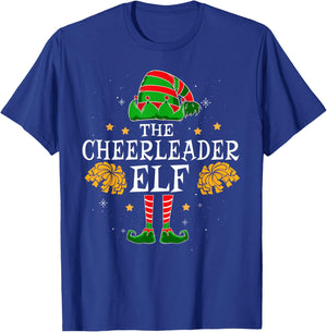 Cheerleader Elf Matching Team Christmas Funny Cheerleading T-Shirt - T-Shirt | Royal