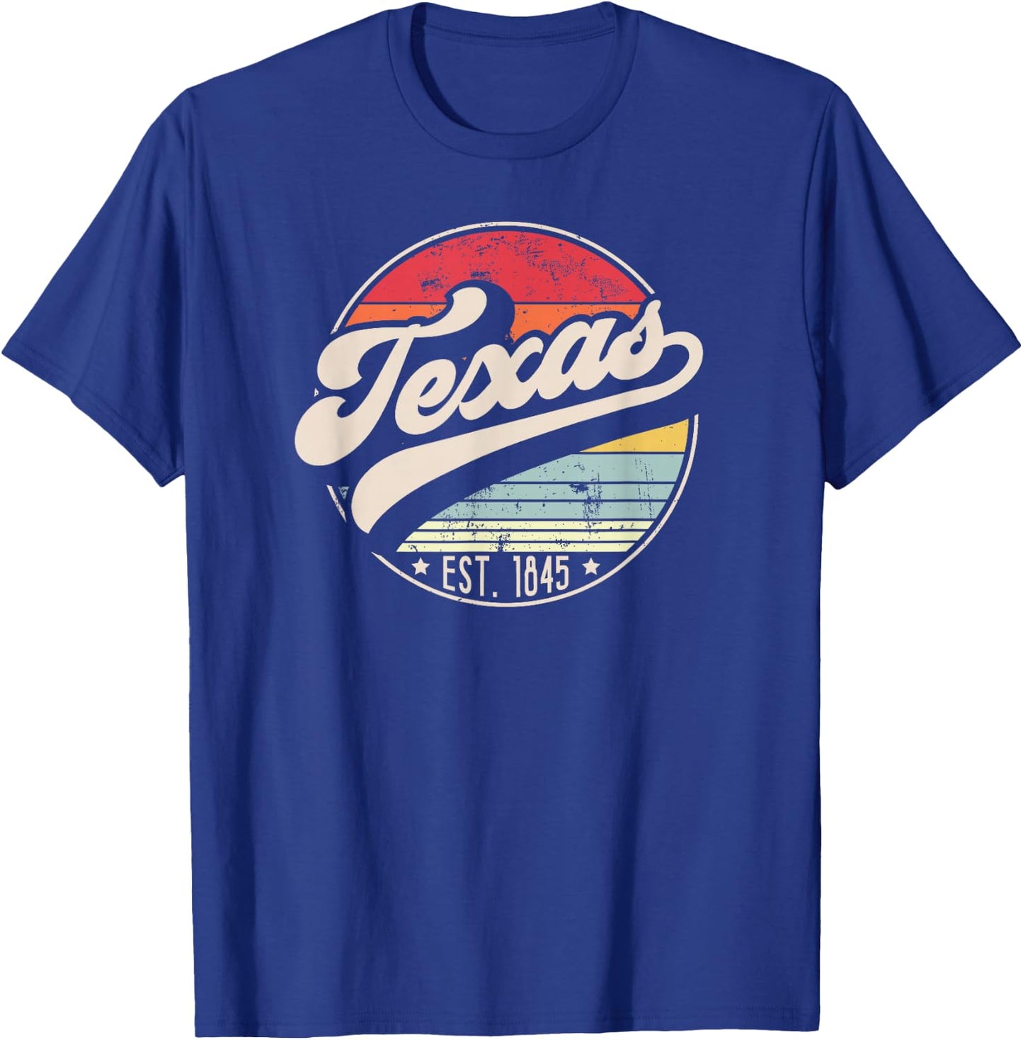 Retro Texas Home State TX Cool 70s Style Sunset T-Shirt - T-Shirt | Royal