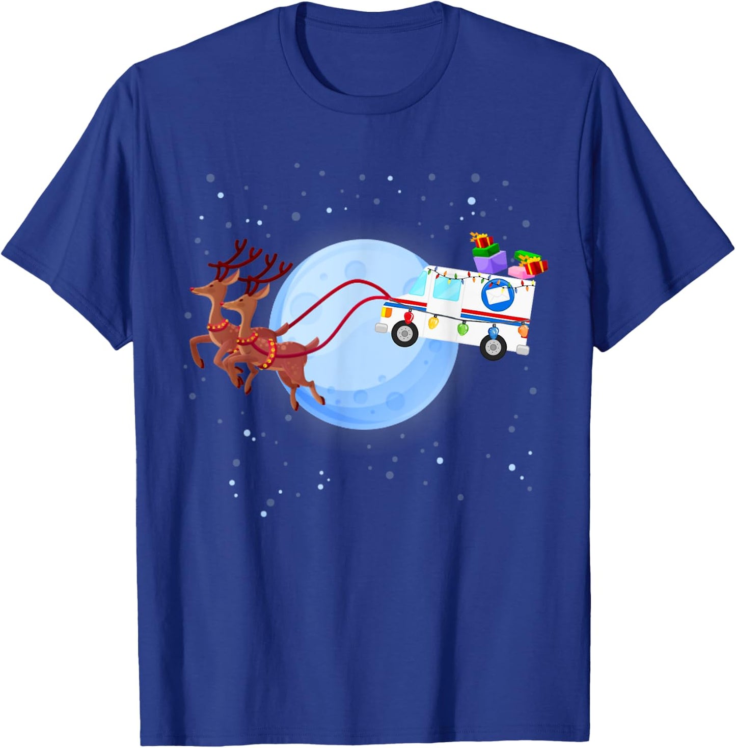 Postal Worker Christmas Mail Truck Funny Mailman Gift T-Shirt - T-Shirt | Royal
