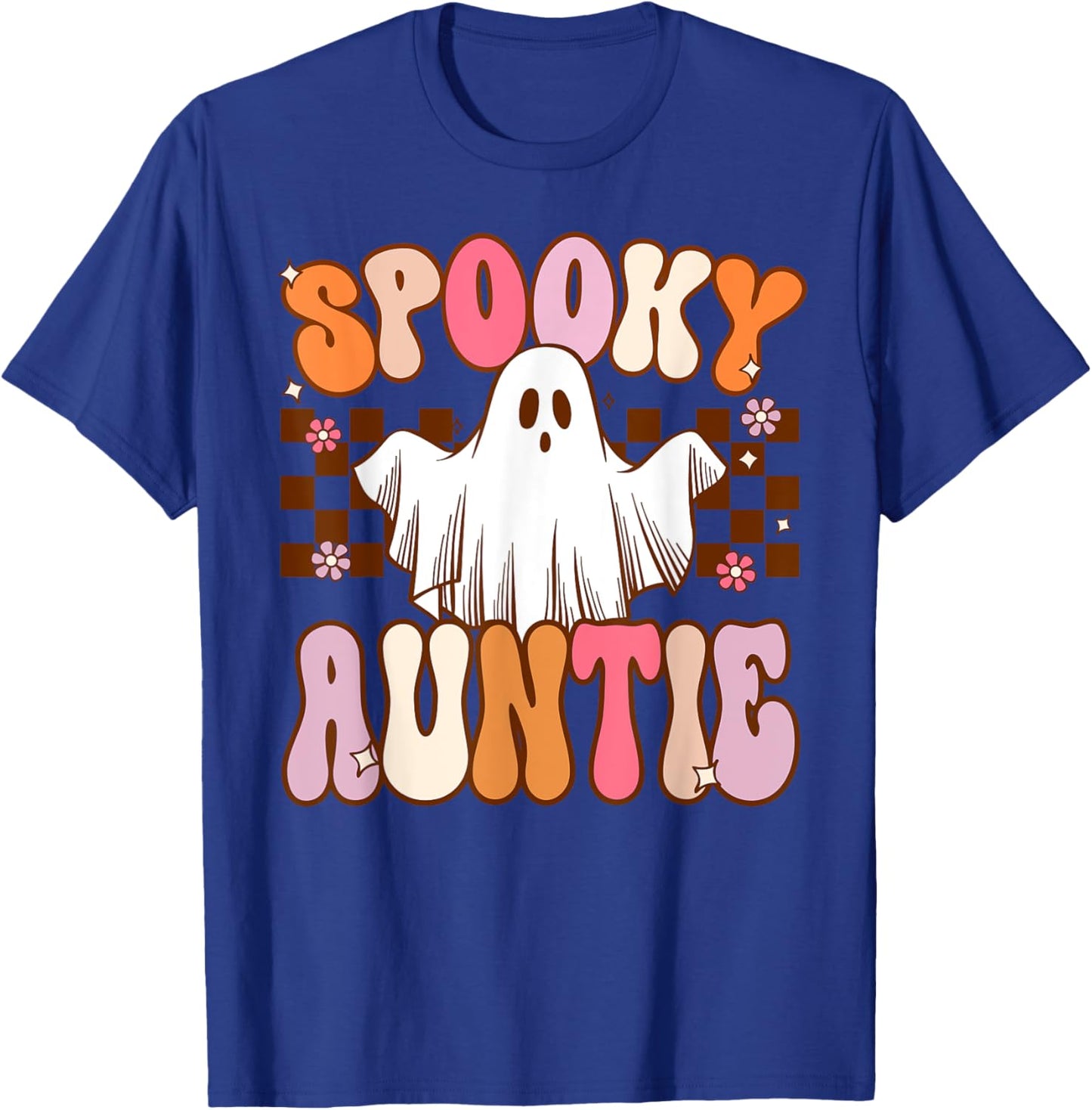 Spooky Auntie Halloween Aunt Ghost Costume Retro Groovy T-Shirt - T-Shirt | Royal