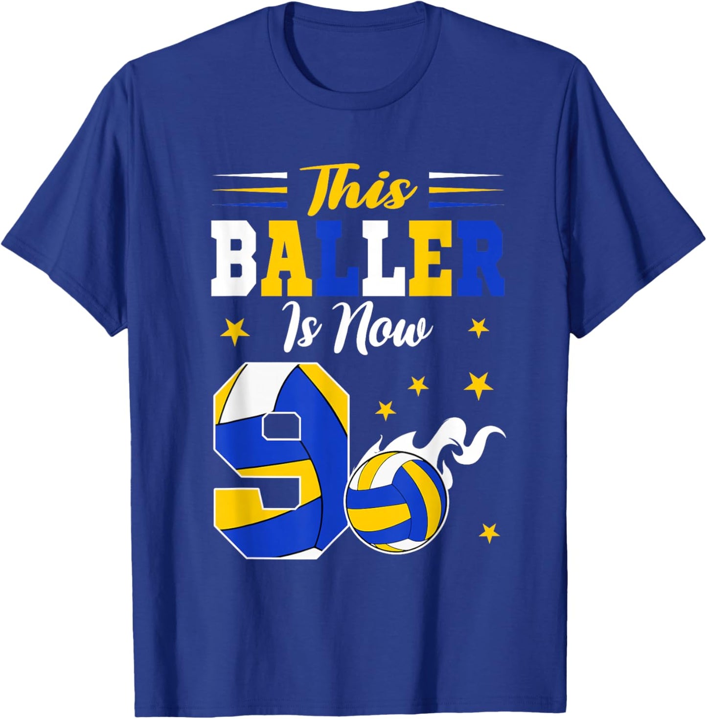 This Baller Is Now 9 Year Old Birthday Volleyball 9th T-Shirt - T-Shirt | Royal