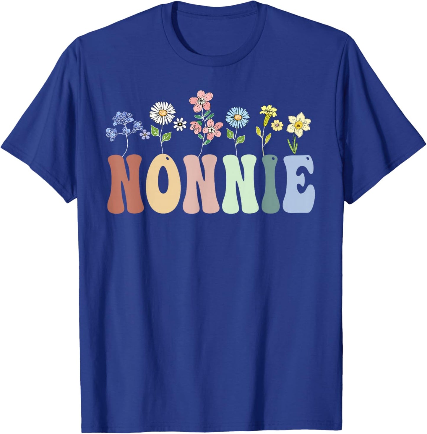 Nonnie Gifts Women Wildflower Floral Design Nonnie T-Shirt - T-Shirt | Royal