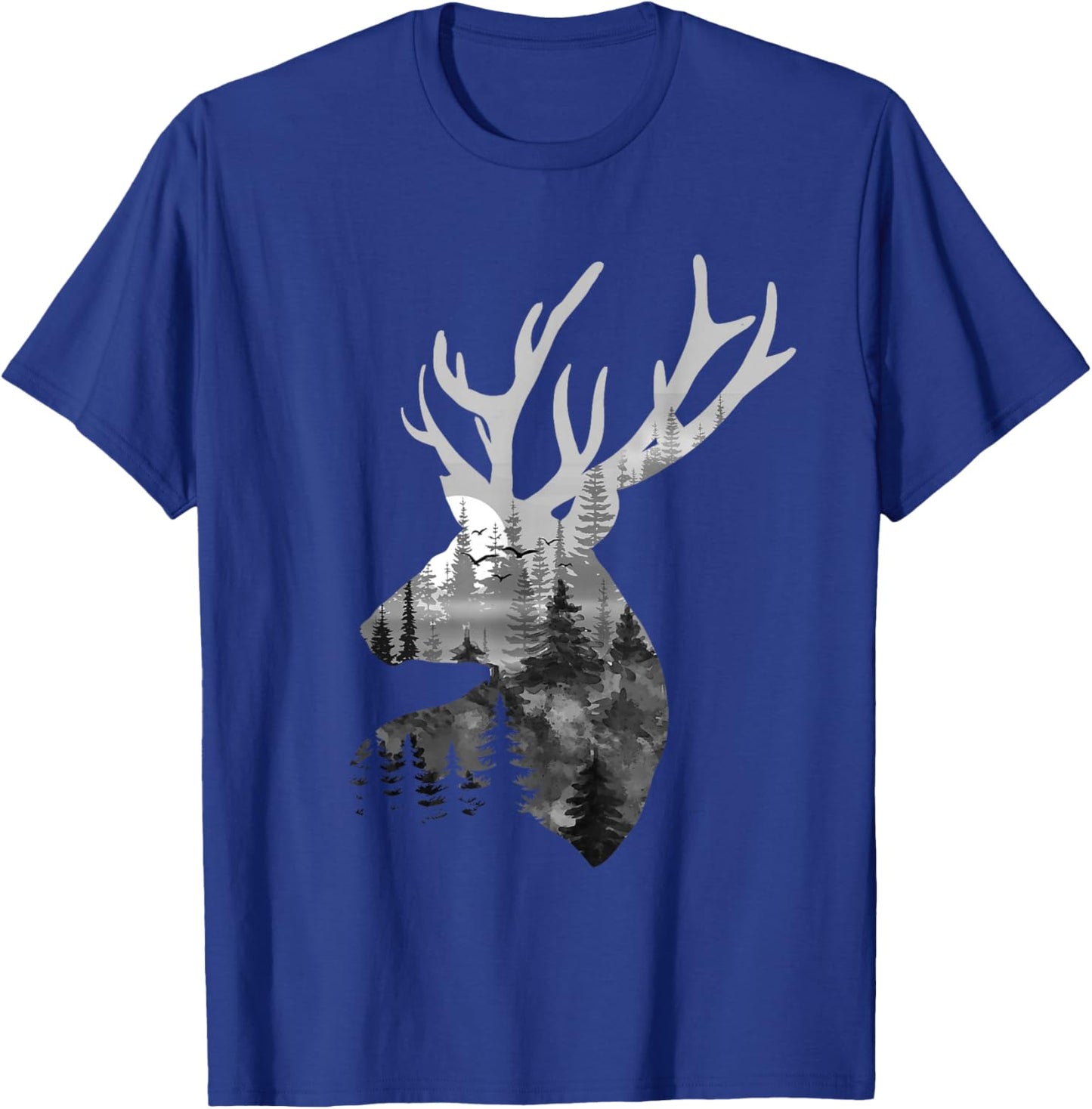 Silhouette Buck Deer Artwork - Forest Wildlife Animal Lover T-Shirt - T-Shirt | Royal