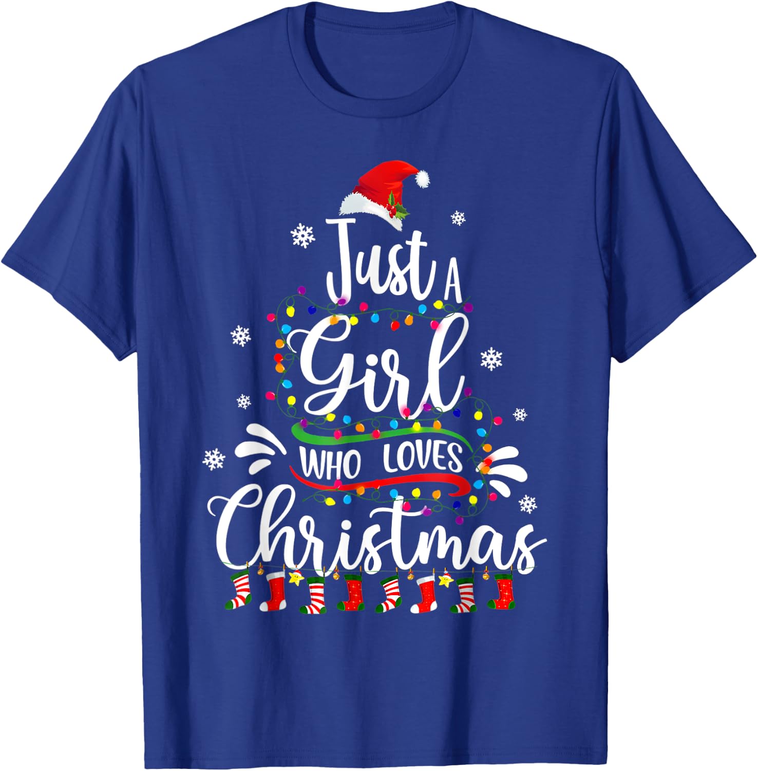Merry Christmas Just A Girl Who Loves Christmas Tree Xmas T-Shirt - T-Shirt | Royal