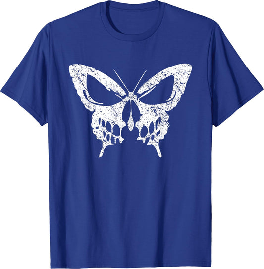 Pumpkin Face Halloween Graphic Vintage Butterfly skull T-Shirt - T-Shirt | Royal