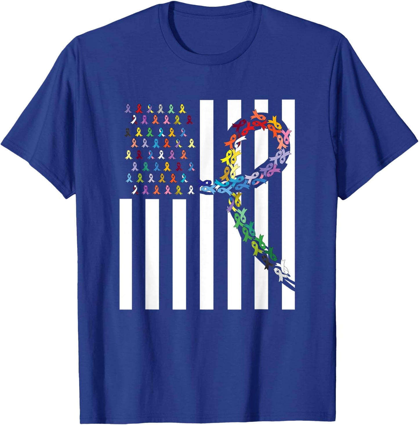 All Cancer Matters Awareness USA Flag All Ribbons T-Shirt - T-Shirt | Royal