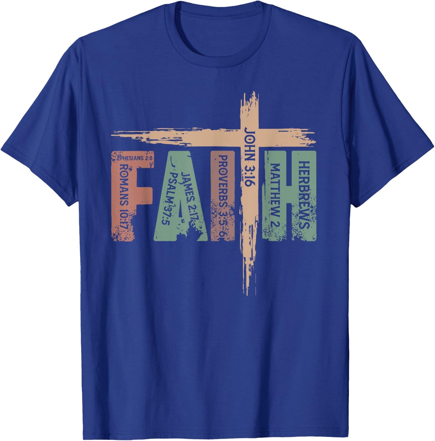Retro Christian Faith Bible Verse Religious Christian Cross T-Shirt - T-Shirt | Royal