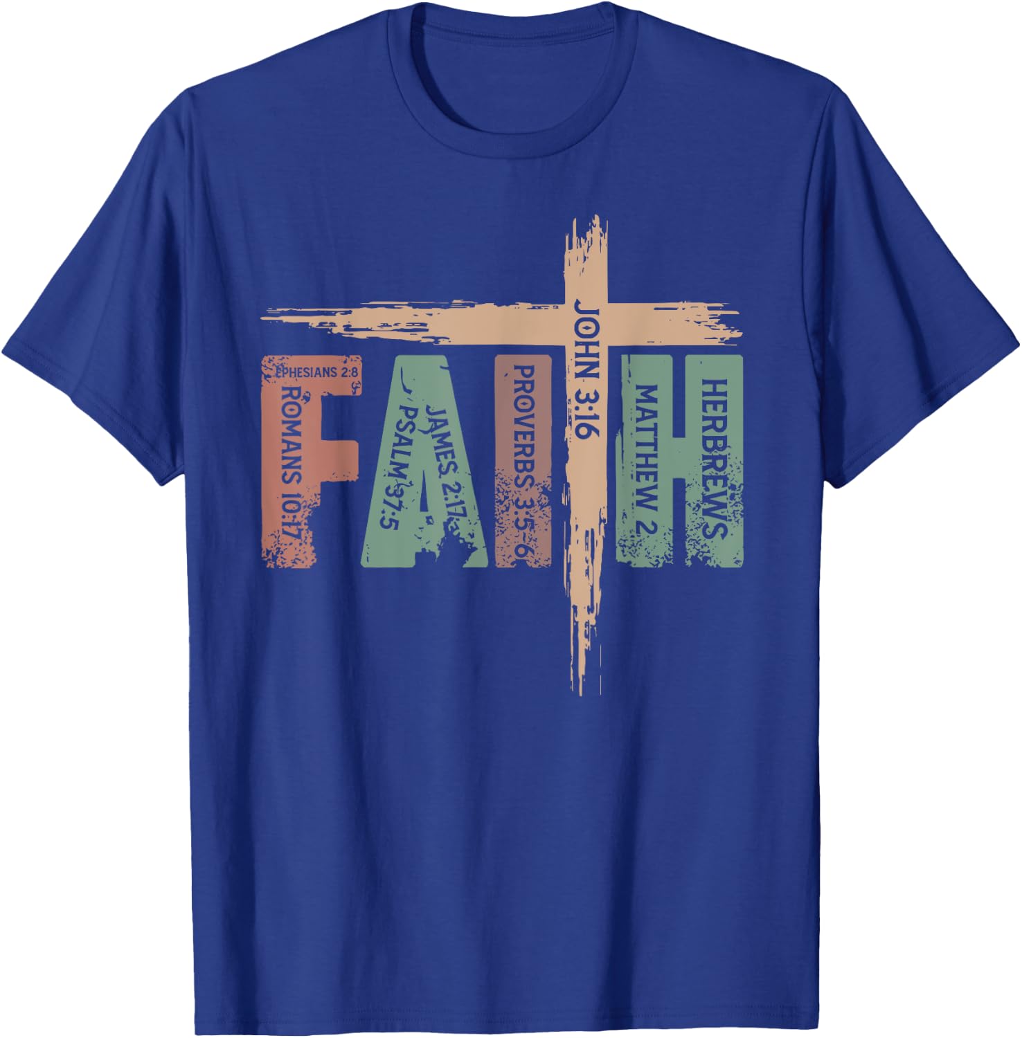 Retro Christian Faith Bible Verse Religious Christian Cross T-Shirt - T-Shirt | Royal