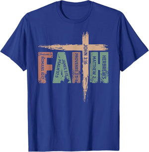 Retro Christian Faith Bible Verse Religious Christian Cross T-Shirt - T-Shirt | Royal