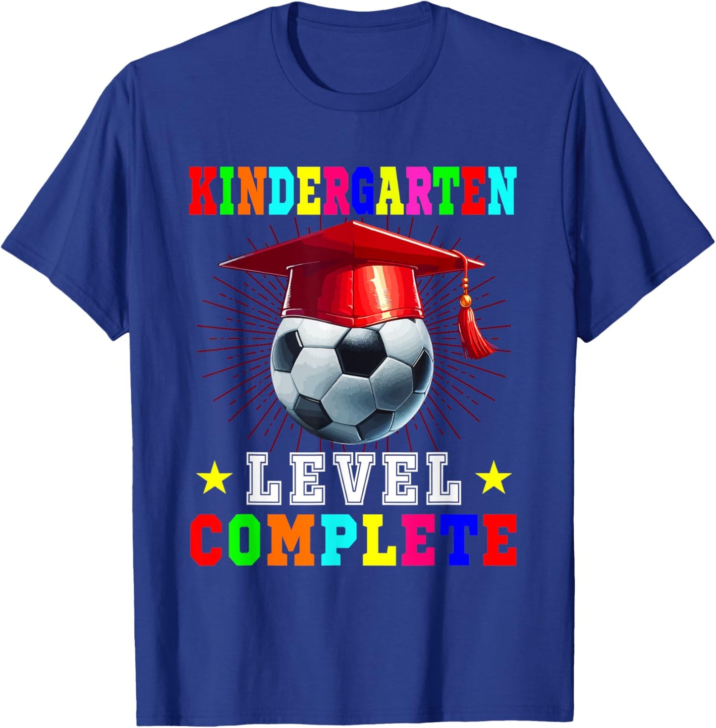 Kindergarten Level Complete Soccer Player Kids Graduation T-Shirt - T-Shirt | Royal