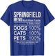 Springfield Menu Nutrition Facts Shirt Dogs Cats Pets Funny T-Shirt - T-Shirt | Royal