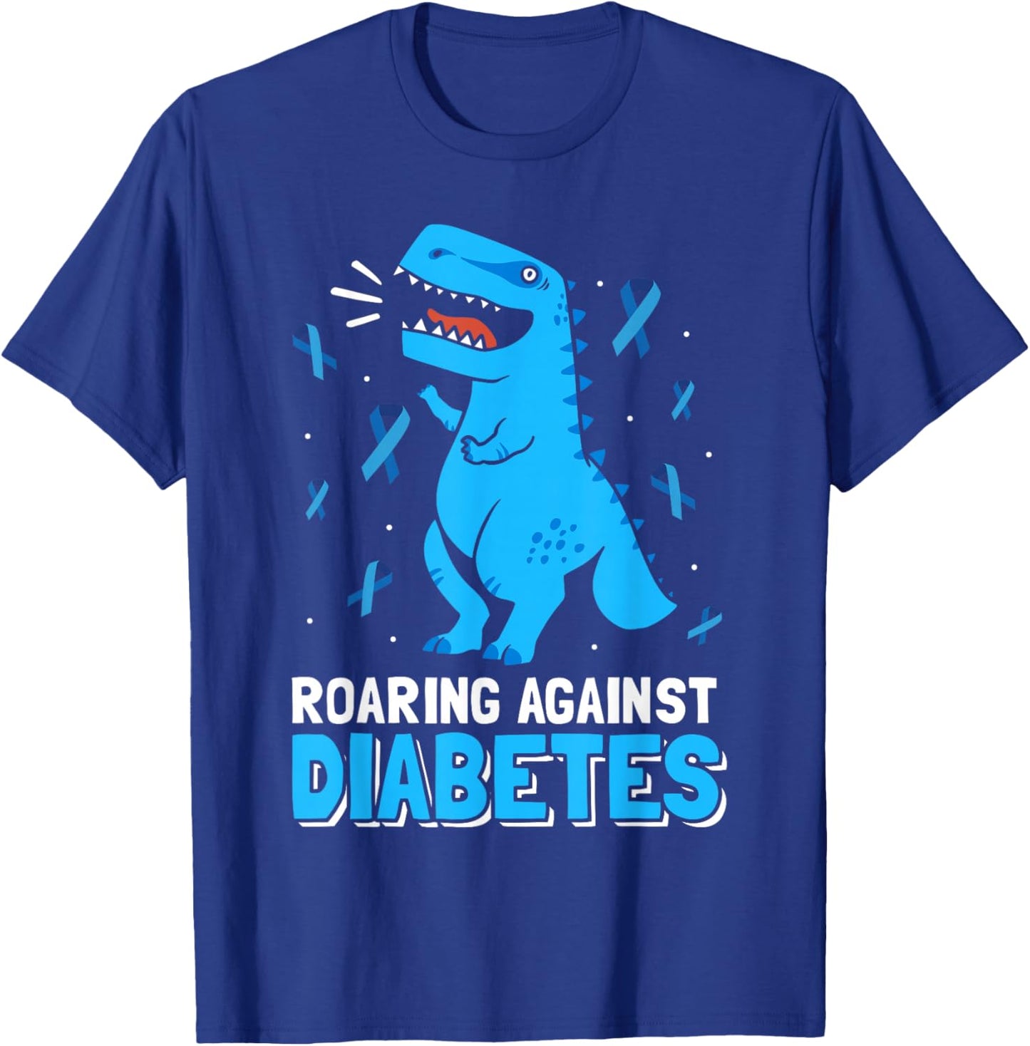 Roaring Against Diabetes Dinosaur T-Rex Diabetes Awareness T-Shirt - T-Shirt | Royal