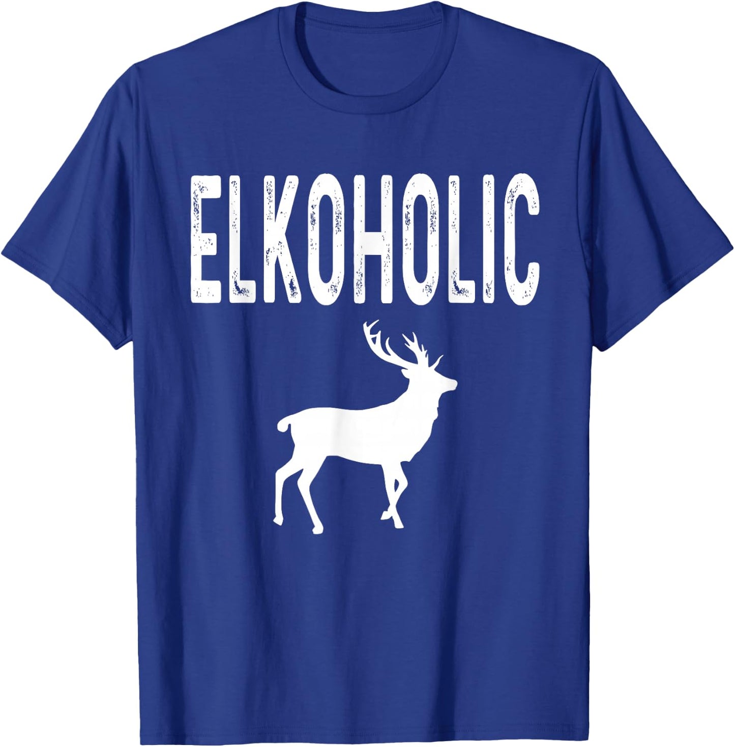 Elkoholic Elk Hunter Hunting Dad Deer Big Game Retro T-Shirt - T-Shirt | Royal