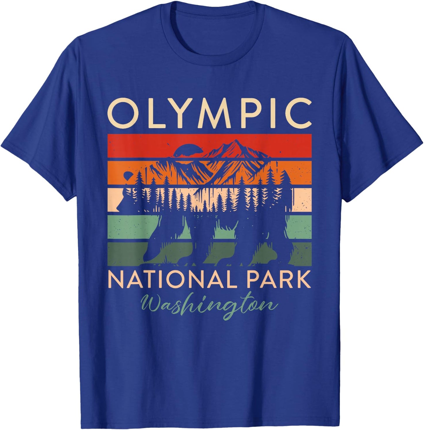 Retro Vintage Olympic National Park for kids Hiking Camping T-Shirt - T-Shirt | Royal
