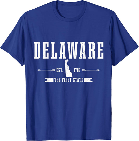 Delaware Est. 1787 Vintage USA America Souvenir T-Shirt - T-Shirt | Royal