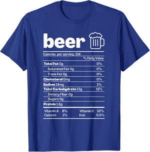 Beer Nutrition Facts Shirt Label Thanksgiving Christmas T-Shirt - T-Shirt | Royal